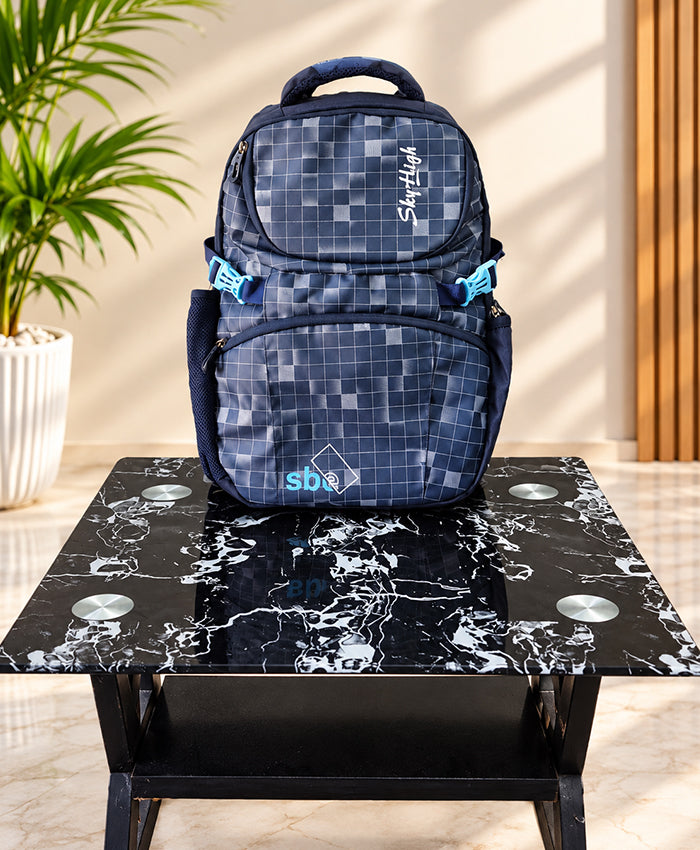 Sky High Urban Grid Navy Blue Backpack