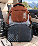 Sky High Urban Trek Brown & Grey Multi-Compartment Backpack