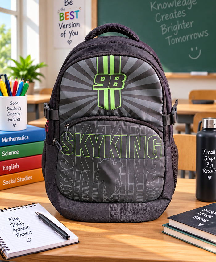 Skyking 98 Neon Green Graphic Black & Grey Backpack