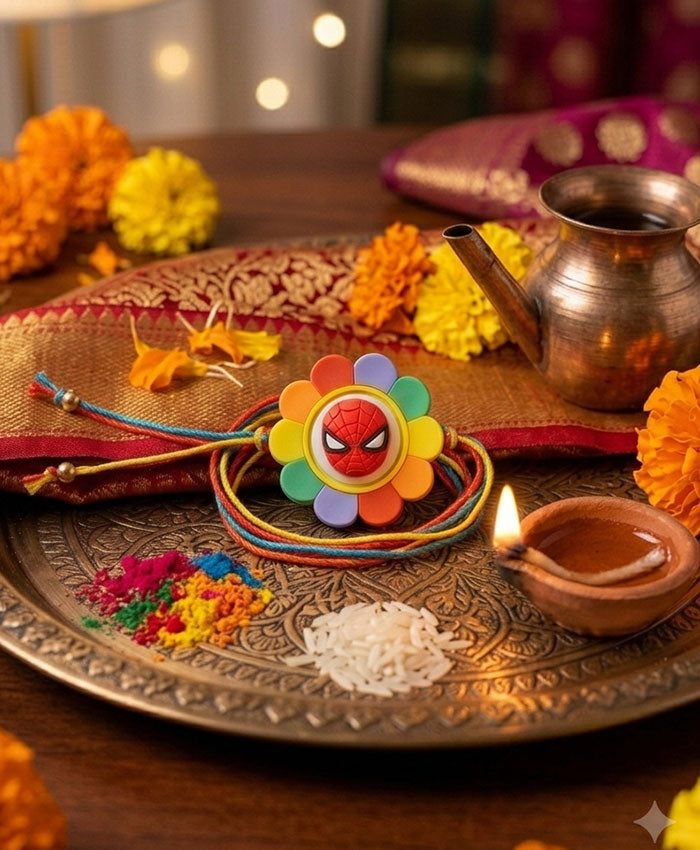 Spider-Man Rainbow Flower Kids Rakhi