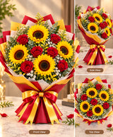 Sunflowers & Red Roses – 5 Sunflowers + 6 Red Roses
