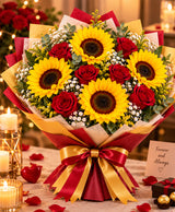Sunflowers & Red Roses – 5 Sunflowers + 6 Red Roses