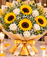 Sunflowers & White Flowers – 5 Sunflowers + 6 White Flowers
