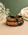 Teal Green & Antique Gold Statement Lac Bangles Set