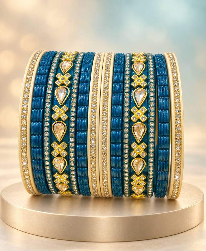 Teal Glow Lac Bangle Set