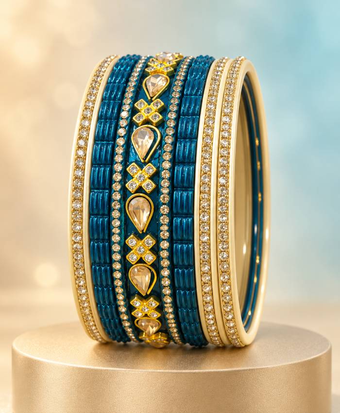 Teal Glow Lac Bangle Set