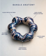 Teal Navy White Marbled Swirl Lac Bangles