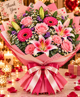 Thank You Pink Flower Bouquet – 12 Flowers