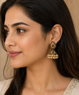 Traditional Multicolor Kundan Pearl Jhumka Earrings