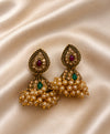 Traditional Multicolor Kundan Pearl Jhumka Earrings