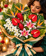 Tropical Greenery Bouquet – 10 Tropical Flowers