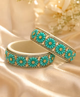 Turquoise Floral Embellished Designer Bangle
