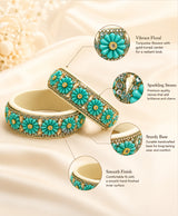 Turquoise Floral Embellished Designer Bangle