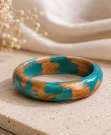 Turquoise & Antique Gold Hand-Painted Statement Lac Bangles