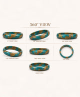 Turquoise & Antique Gold Hand-Painted Statement Lac Bangles