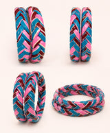 Turquoise Pink Maroon Braided Enamel Lac Bangles