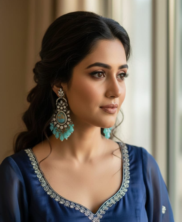 Turquoise & Silver Statement Drop Earrings