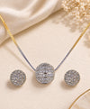 Two-Tone Pavé Ball Pendant Necklace & Stud Earrings Set – Elegant Fashion Jewellery