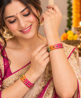 Vibrant Multicolor Rhinestone Lac Bangle Set