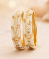 White Pearl Gold Vine Embellished Bangles