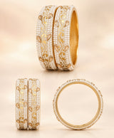 White Pearl Gold Vine Embellished Bangles