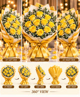 Yellow Rose Bouquet – 12 Yellow Roses