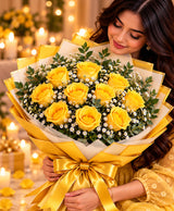 Yellow Rose Bouquet – 12 Yellow Roses