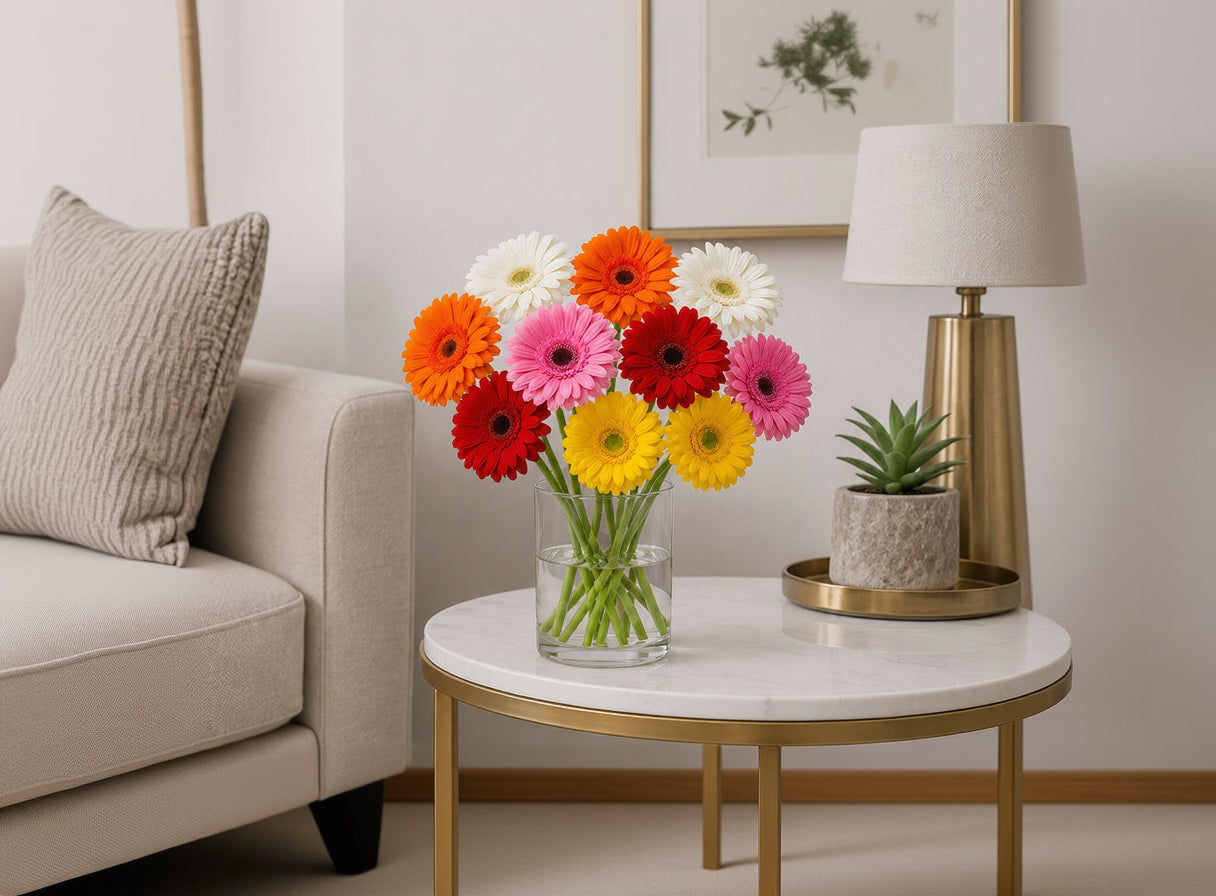 Cheerful Gerbera Blossoms Vase