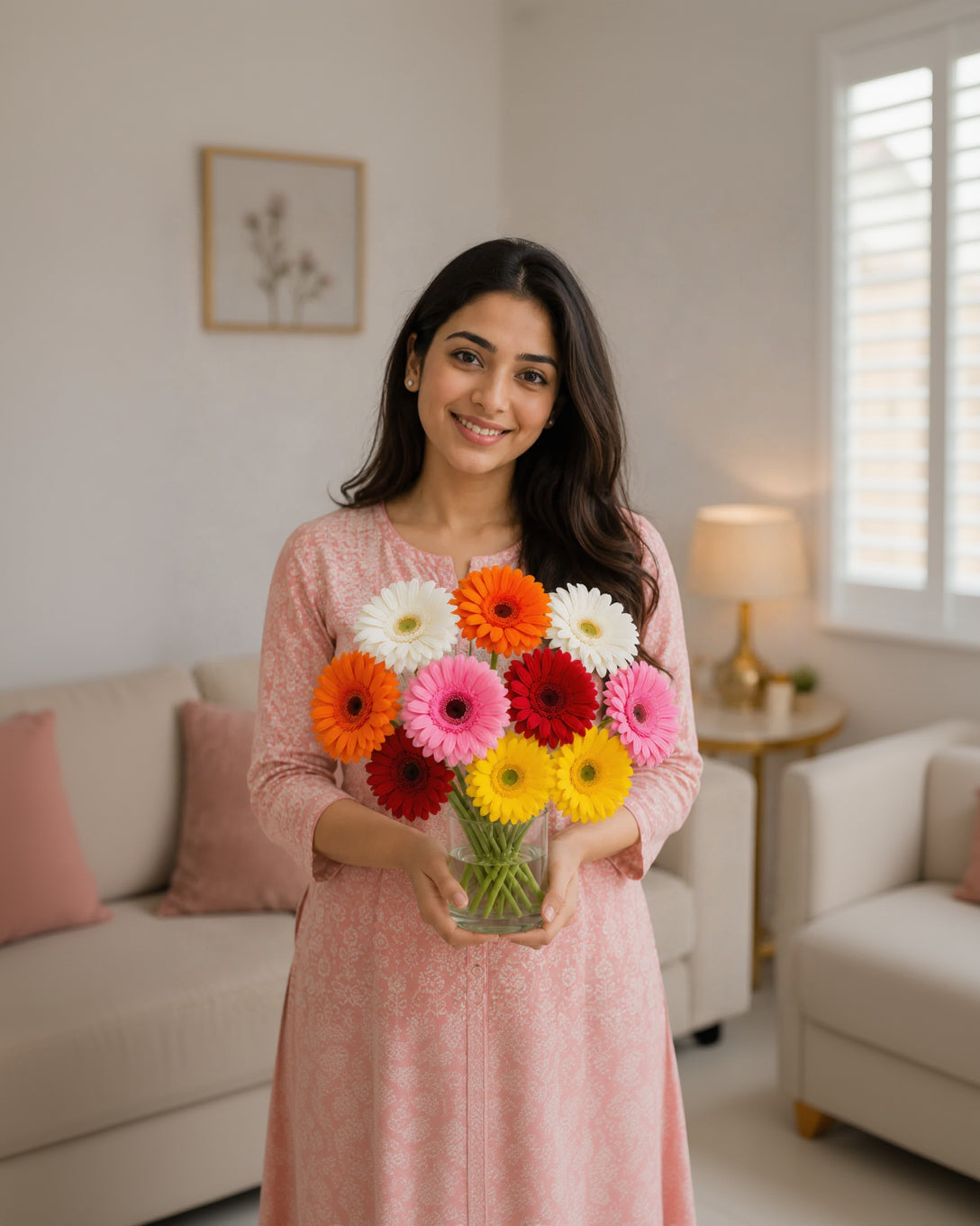 Cheerful Gerbera Blossoms Vase
