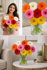 Cheerful Gerbera Blossoms Vase