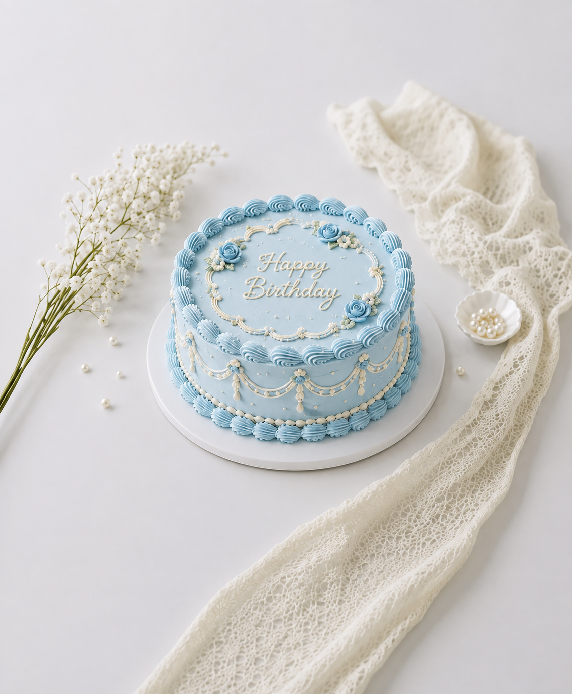 Baby Blue Vintage Cake