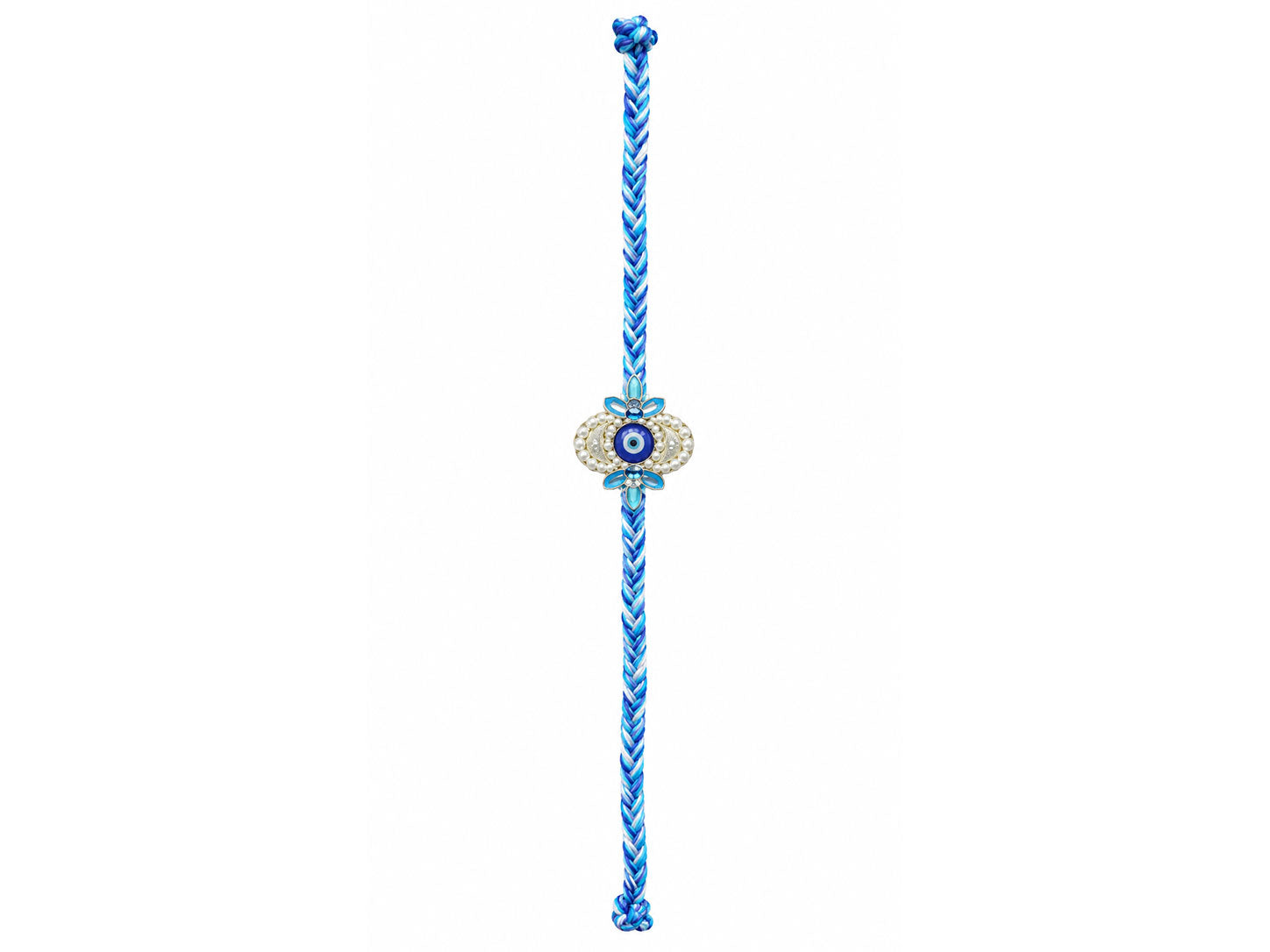 Blue Evil Eye Designer Rakhi with Pearl Accents