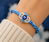 Blue Evil Eye Designer Rakhi with Pearl Accents