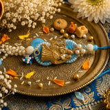Blue Radha Krishna Designer Lumba Rakhi
