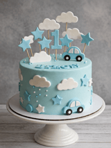 Blue Sky First Birthday Cake