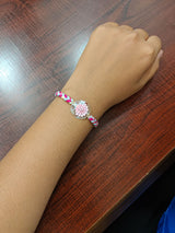 Blush Pink Floral Crystal Designer Rakhi