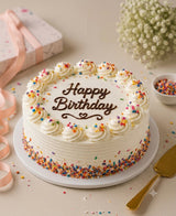 Classic Happy Birthday Vanilla Cream Cake
