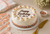Classic Happy Birthday Vanilla Cream Cake