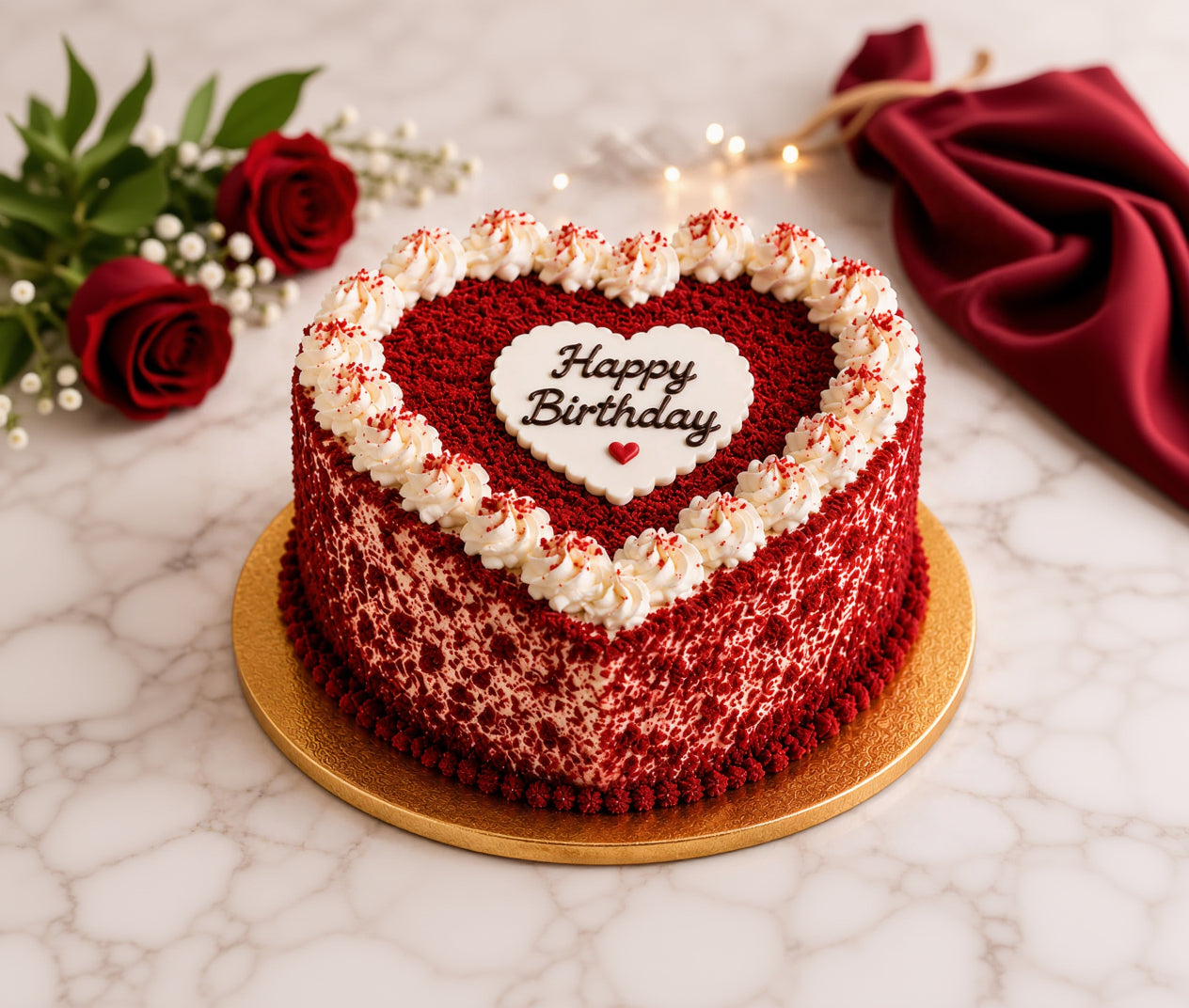 Classic Heart Red Velvet Birthday Cake