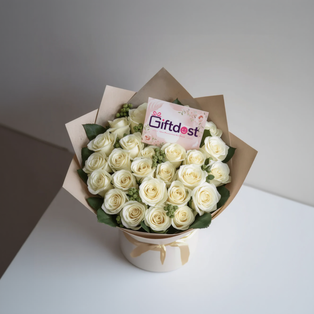 Classic White Roses Bouquet