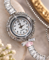 Crystal Charm Bracelet Watch – Elegant Silver-Tone Quartz Hand Watch