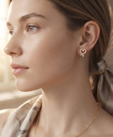 Crystal Heart Pearl Bow Earrings