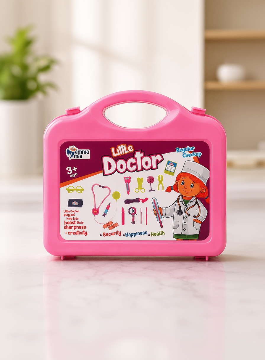 Little Doctor Play Set for Kids in Pink Carry Case
