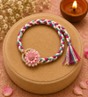 Pastel Pink Floral Braided Designer Rakhi