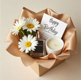 Elegant Daisy Perfume & Candle Birthday Gift Basket