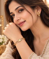 Elegant Gold-Tone Crystal Oval Cuff Bracelet – Sparkling Openwork Bracelet