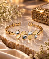 Elegant Gold-Tone Cuff Bracelet with Teardrop Stone Detailing