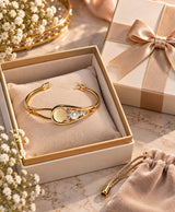 Elegant Gold-Tone Pearl & Crystal Cuff Bracelet for Women
