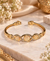 Elegant Gold-Tone Triple Oval Crystal Bangle – Champagne Stone Statement Bracelet for Women