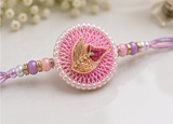 Elegant Pink Lotus Designer Rakhi Combo Set